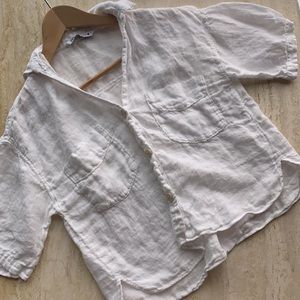 ZARA linen white button down cropped size XS